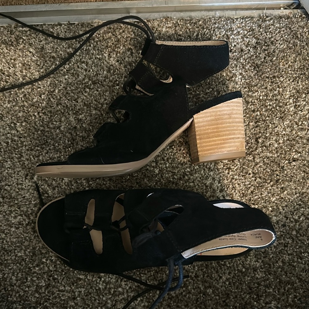 Lace up block heels